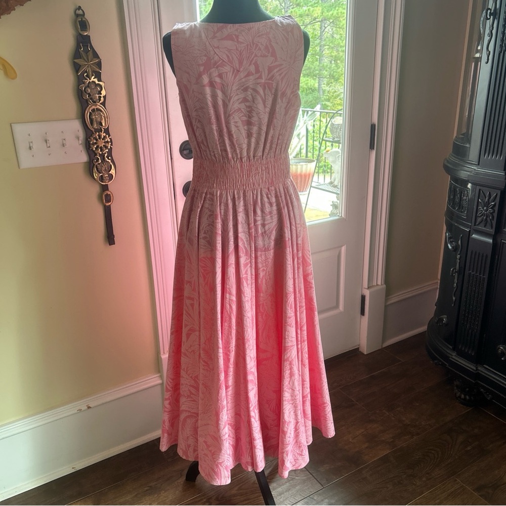 Vintage Sz M Interim Pink Floral Patterned Cotton Tank Style Dress EVC - Picture 6 of 7